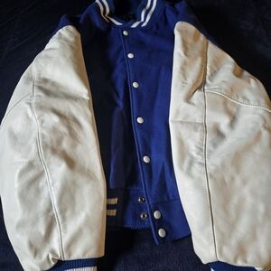 Blue and White Bomber Jacket